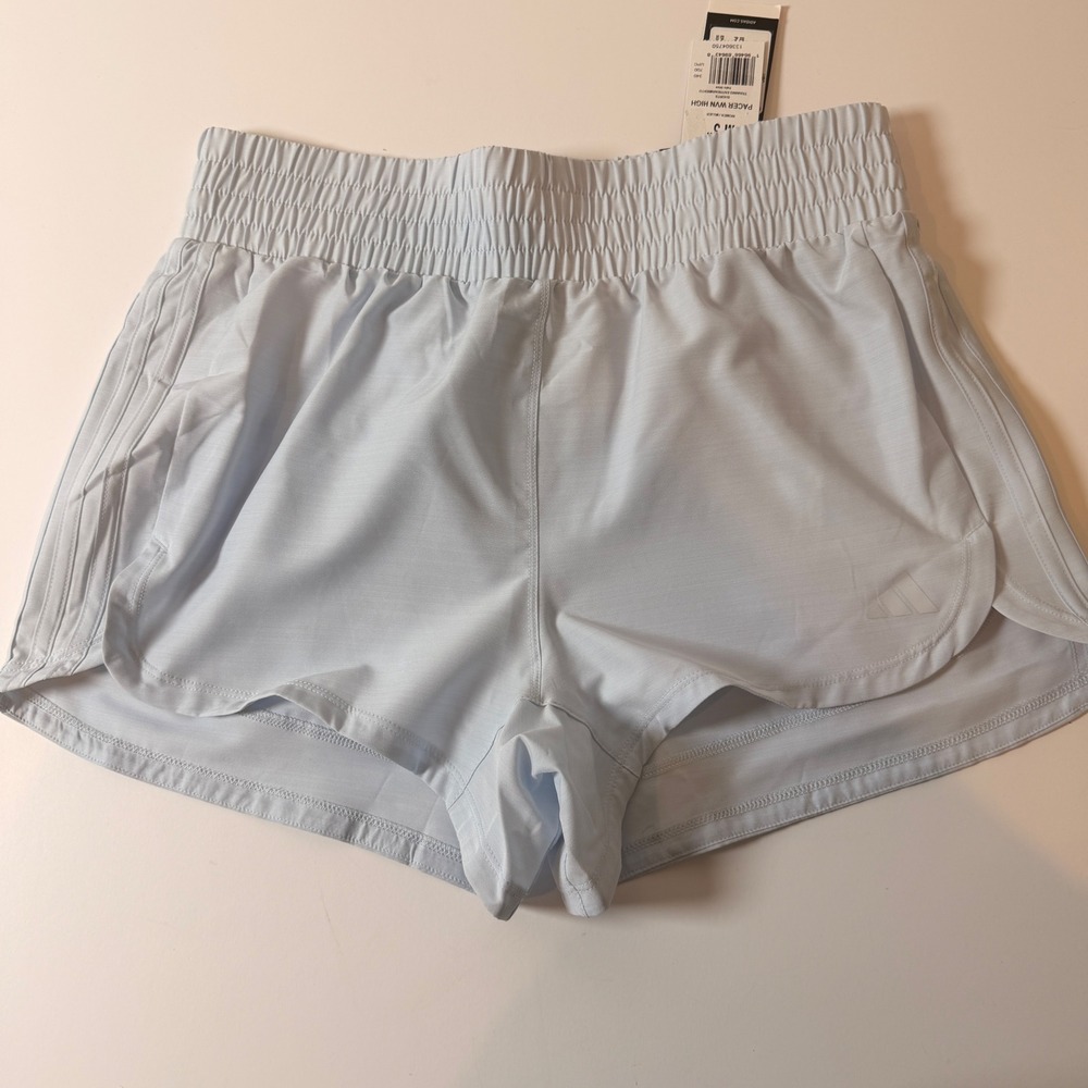 Adidas Pacer Training 3-Stripes Woven High Rise Shorts Halo Blue Mens M